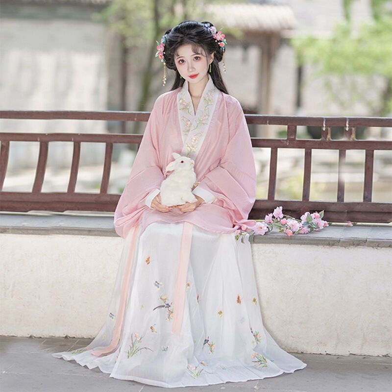 Birds and Sparrows Original Ming Dynasty Style Hanfu for Women 2026 New Spring/Summer Improved Mamian Skirt Set with Cross Collar Daily Wear Traditional Costume