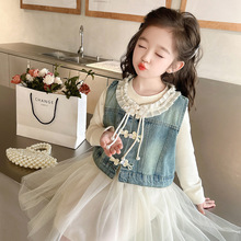 女童国风盘扣纱裙两件套2024春季新款韩版洋气套装一件代发童装潮