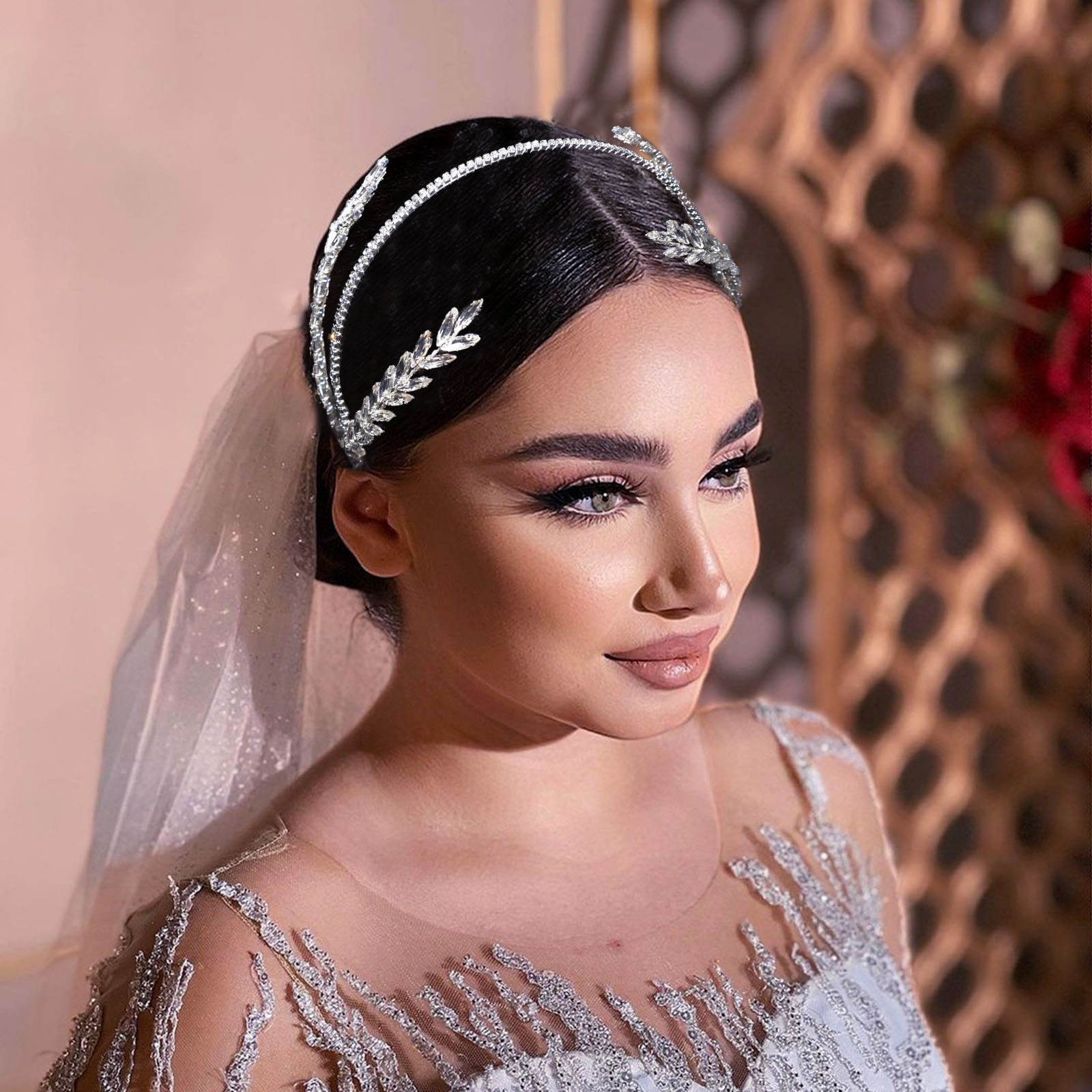 450g Weight Hair Band, Party Headpieces Hair Accessories Type 1 Piece Quantity Holiday, Wedding Occasion Rhinestone Material Leaf Pattern Women's Gender Handmade Design Original Design Style Women's Original Design Leaf Rhinestone Handmade Hair Band Party Headpieces 8