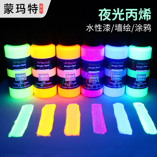 Montmartre luminous pigment 60ml fluorescent pigment 8 colors cross-border acrylic paint hand-painted ceramic painting glass pigment