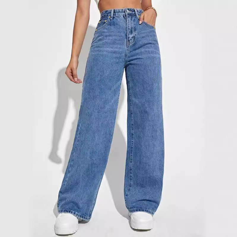 Damen Jeans Mit Hoher Taille Für Einen Schmalen Geraden Schnitt_voghion.com