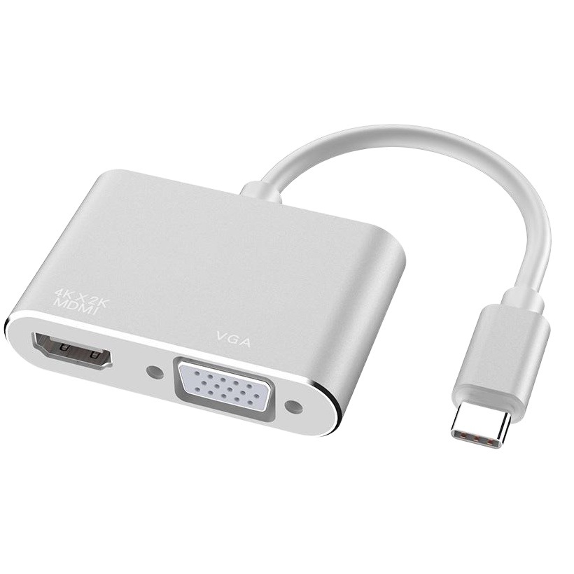 Cable adaptador multipuerto tipo C a HDMI+VGA para proyección de pantalla de computadora portátil, monitor de proyección de video 4K