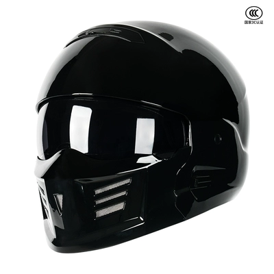 Retro motorcycle helmet 3C certification scorpion helmet men and women riding pedal motorcycle combination full helmet pedal half helmet (Motosiklet dəbilqələri) - m-bright-black-a-recommended-good-things