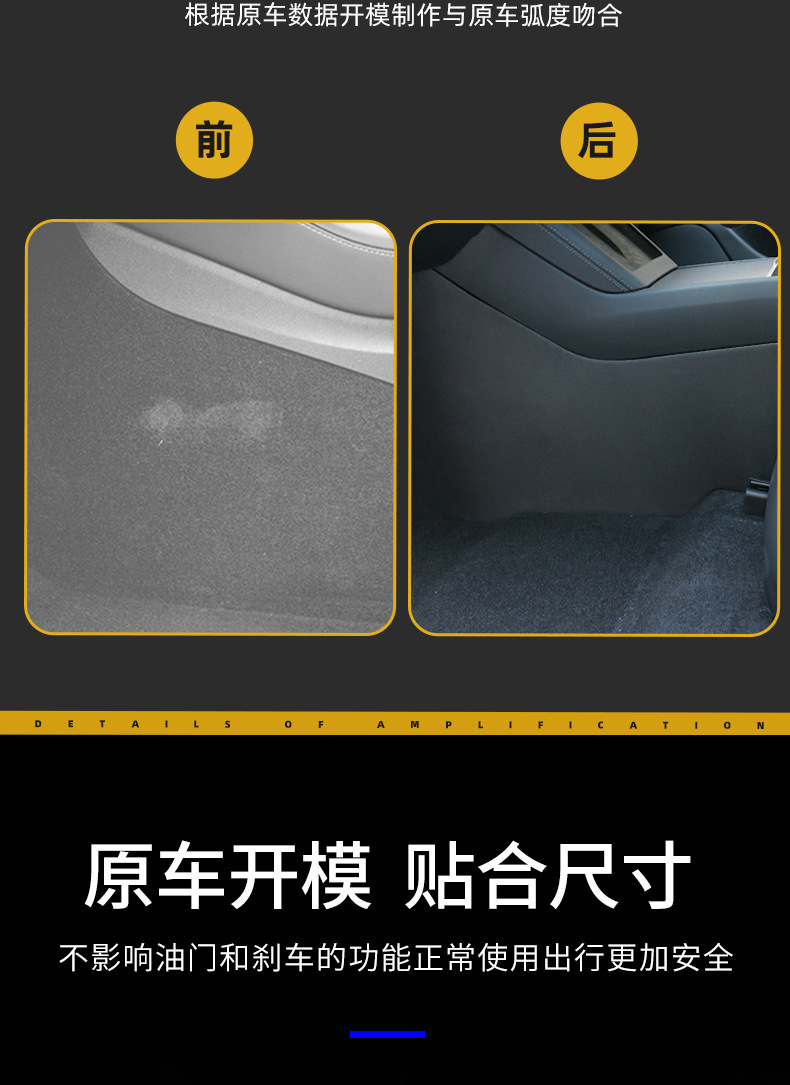 Suitable for Tesla's New Version of Model Y/3 Center Console Interior Protective Pad, Side Center Console Anti-Kick Upgrade and Thickening