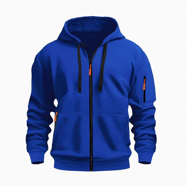 Autumn casual sweatshirt with zipper with a round collar
