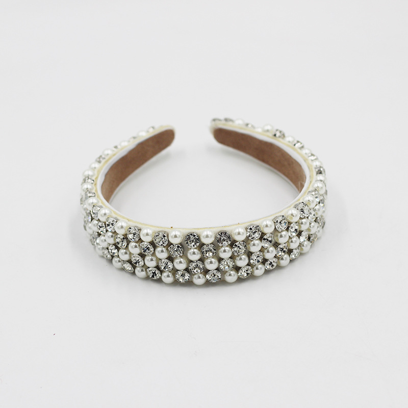 Baroque Diamond-studded Pearl Exquisite Headband display picture 6