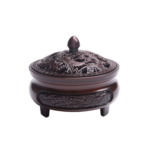 Mini incense burner large sandalwood burner tray incense burner three-legged burner dedicated copper incense burner pure copper household antique incense burner