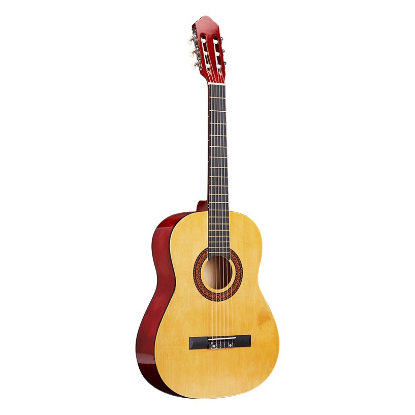 Guitarra guitarra clásica de 39 pulgadas guitarra clásica kabart instrumento musical fábrica completa de tilo acabado brillante Esquinas redondeadas