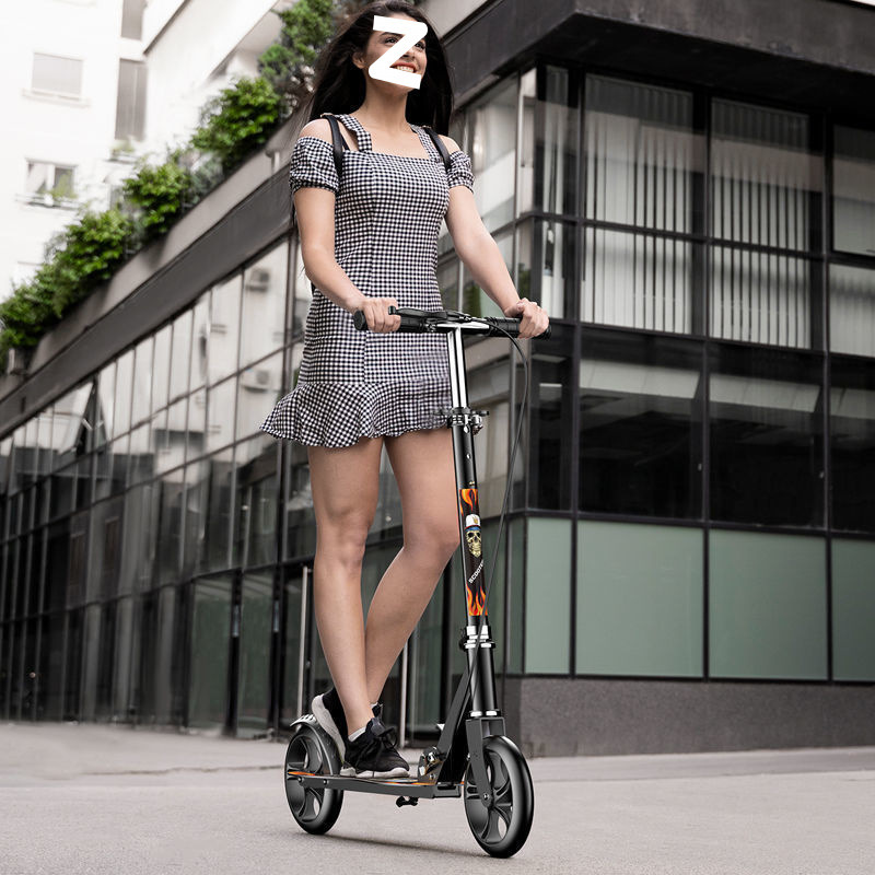 Children's and Teenagers' Scooters, Adult Two-Wheeled Scooters for Adults to Go to Work, Large Wheels, Foldable Campus Two-Wheeled Portable Scooters