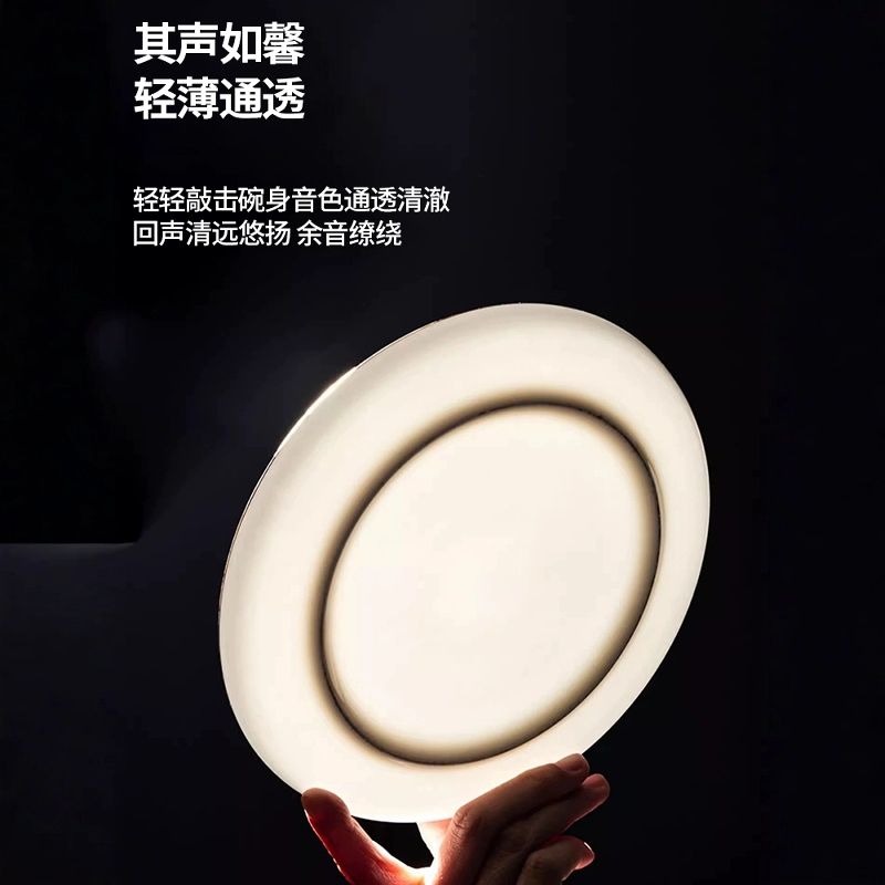 Керамическая тарелка с золотым бордюром Jingdezhen, фарфор костный, тарелка блюдо 20/25 см, плоская тарелка глубокая, микроволновая печь
