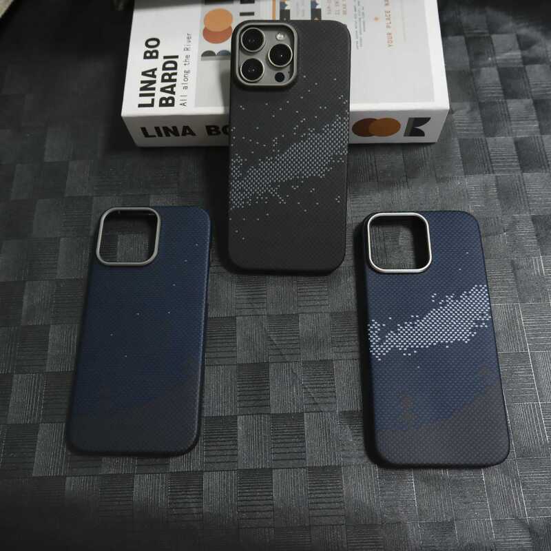 Suitable for Iphone16Promax Mobile Phone Case 16P Kevlar Aramid Carbon Fiber 15Pro Magnetic Protective Cover