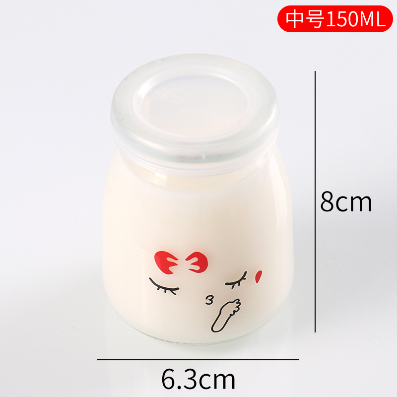 Vaso para pudín con tapa, botella de vidrio para pudín, tarro de miel, gelatina, vaso para mousse de leche de doble capa, vaso para yogur, patrones creativos al por mayor