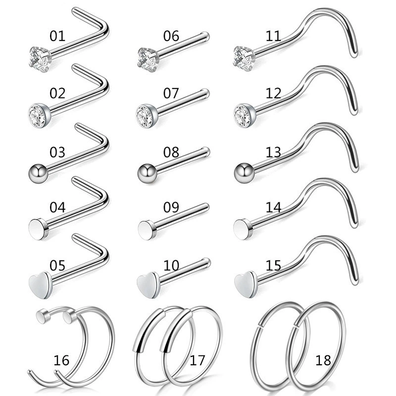 Nose piercing, set, physiological accessories stainless steel, Amazon