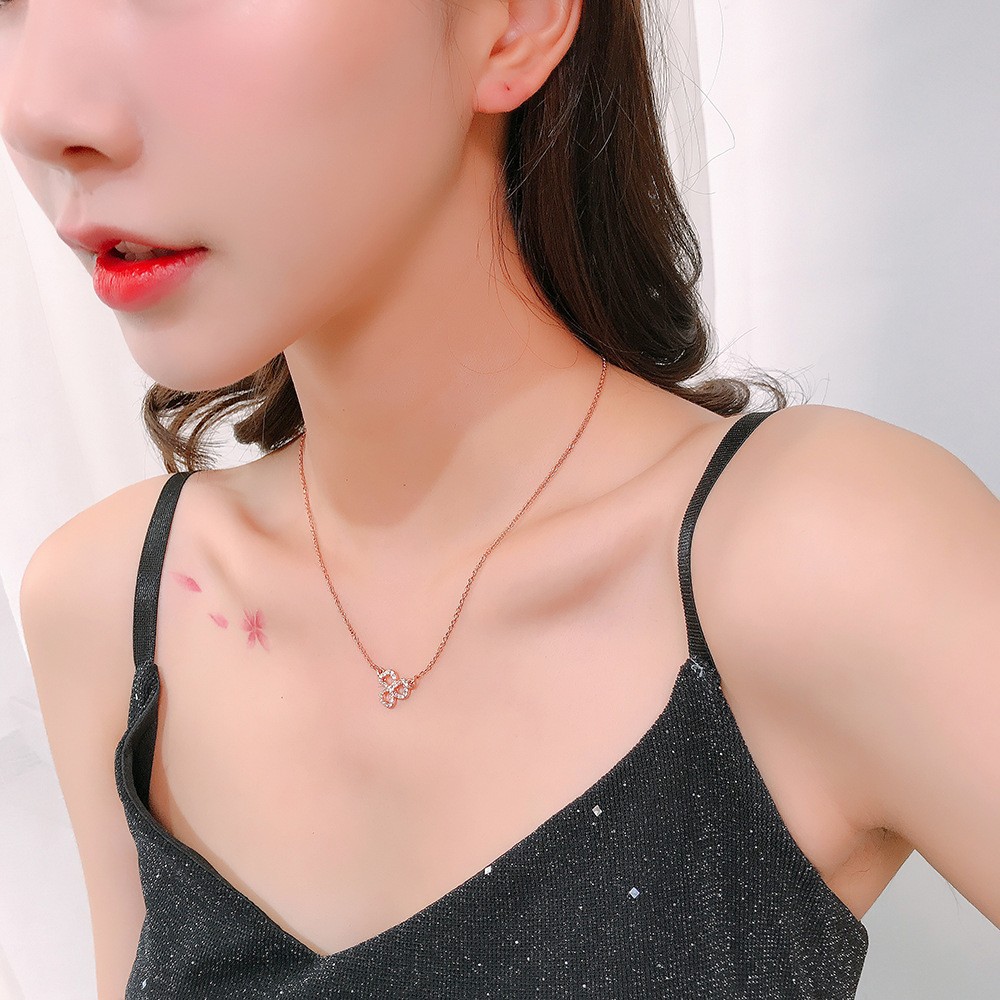 时尚镂空三瓣镶钻麻辣锁骨链 韩国新款约学生森系百搭项链女 E579