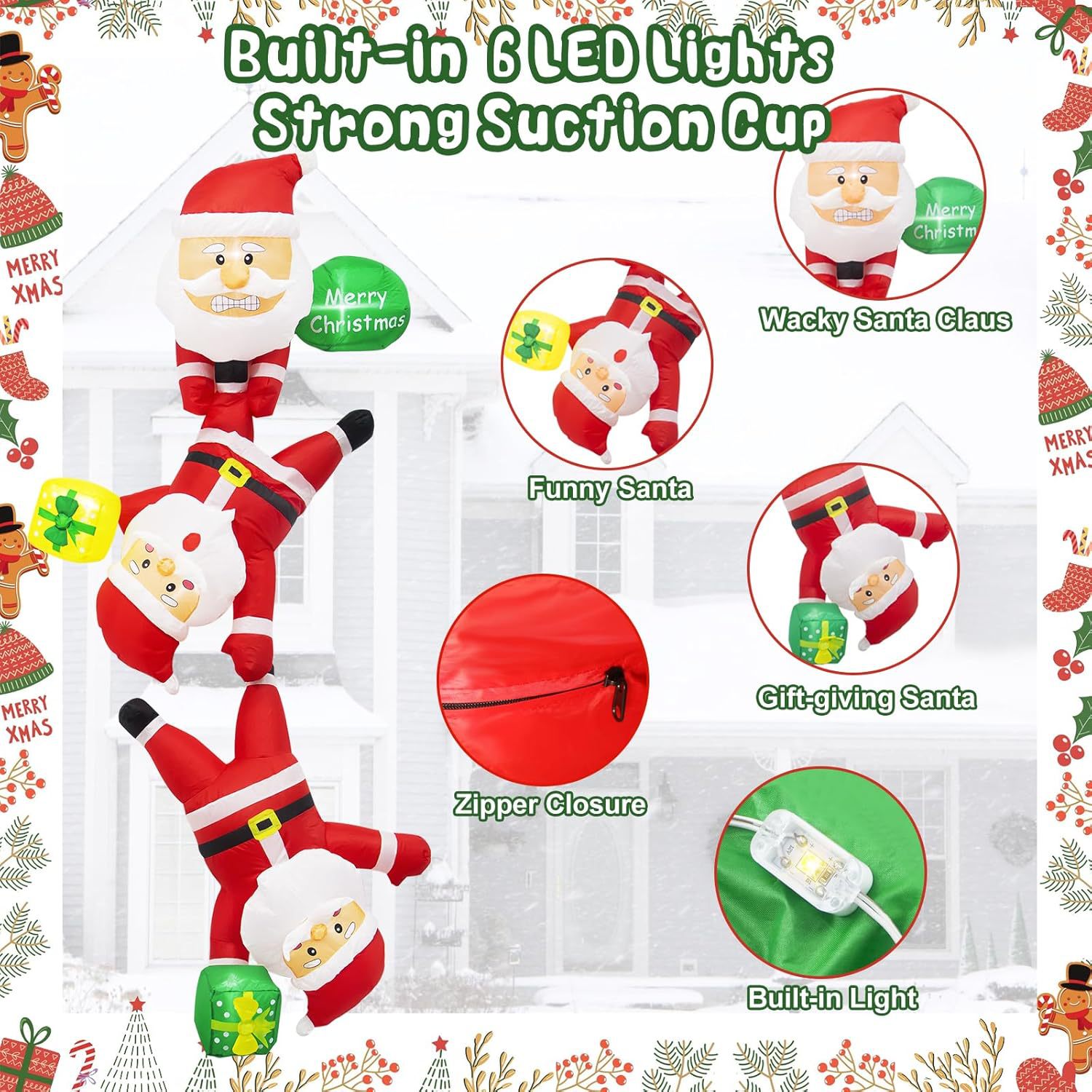 Amazon transfronterizo colgante nuevo 2.4m Navidad infláble decoración al aire libre 3 escalar Santa image 4
