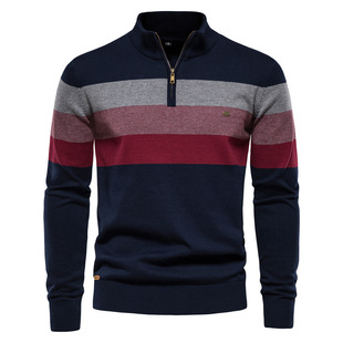 Europe and the United States cross-border foreign trade autumn and winter new men's open chest collar men's sweater pullover sweater men's