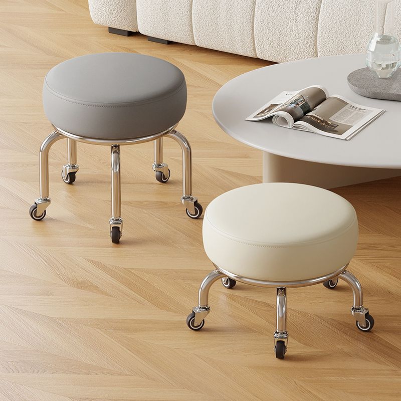 Polia doméstica taburete bajo rueda universal pequeño taburete silencioso rotativo taburete redondo móvil con artefacto moderno y simple