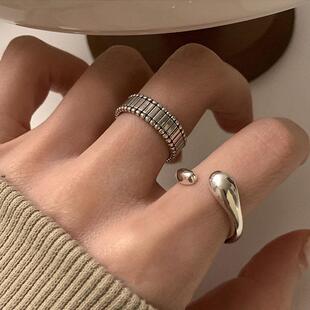 Niche design sterling silver irregular geometric ring 2023 new fashion personalized index finger quit explosion model personality