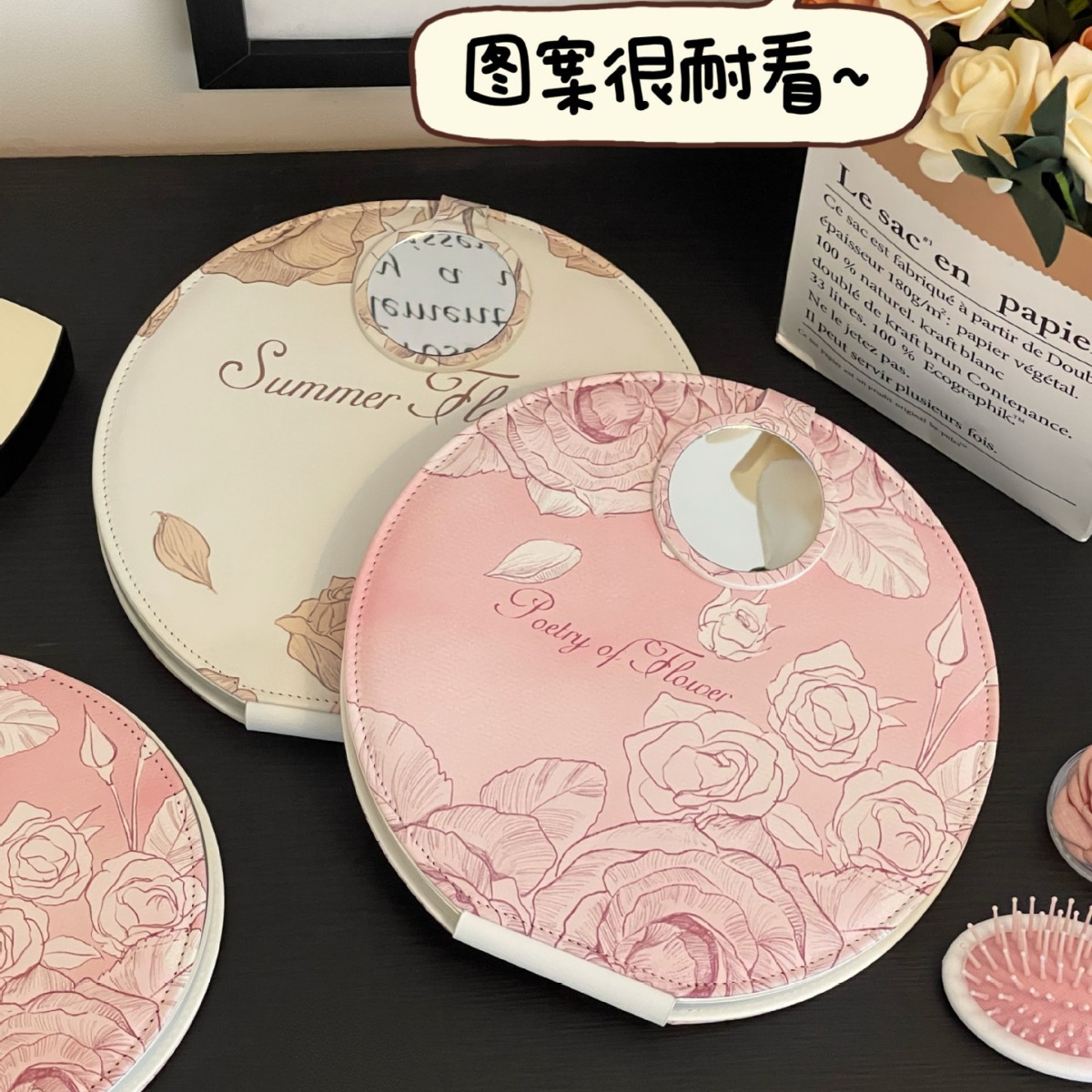 Espejo de maquillaje LED con lámpara dormitorio de estudiantes de escritorio de escritorio, espejo plegable portátil, pequeño espejo encantador