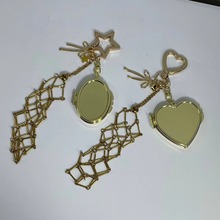 钥匙链网袋吊坠口红星心镜形吊坠蝴蝶结网袋口红链Lipstick Chain