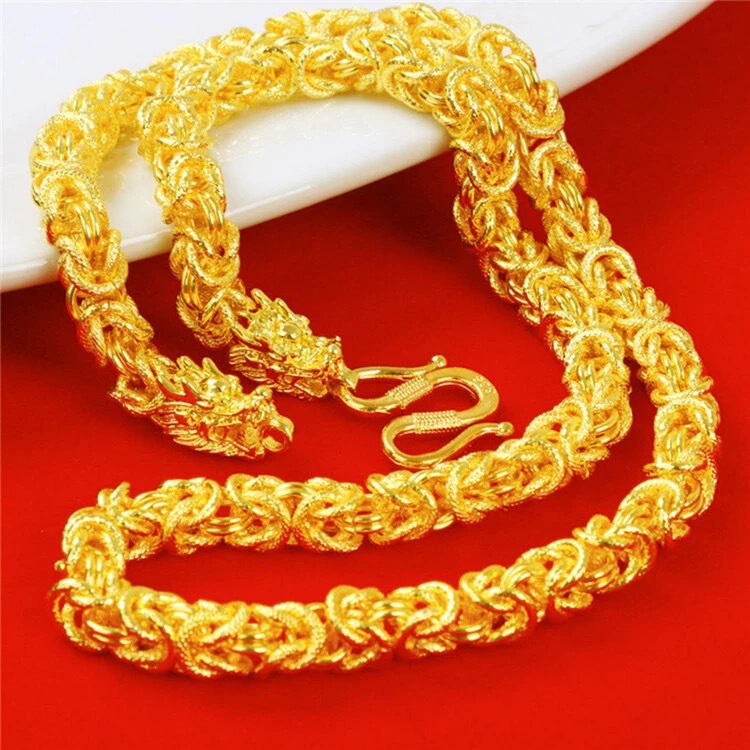 Men's cloth pattern faucet necklace imitation Vietnam gold domineering gold-plated Net celebrity Tuhao Gold Fashion cross-border foreign trade