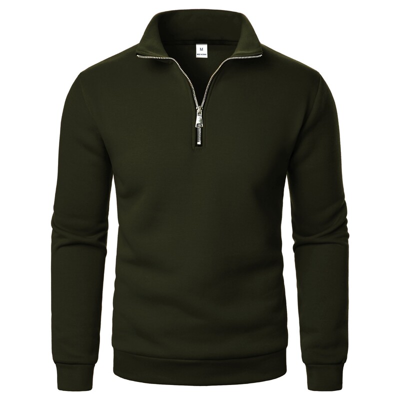 Cross-Border Trade Solid Color Stand Collar Fleece Sweatshirt Autumn and Winter Style Unisex Casual Sports Loose Half-Zip Jacket Top