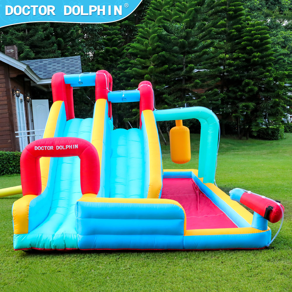 Doctor dolphin | Diapositiva inflable del hogar del castillo inflable con el pequeño parque del agua de los niños del tobogán acuático