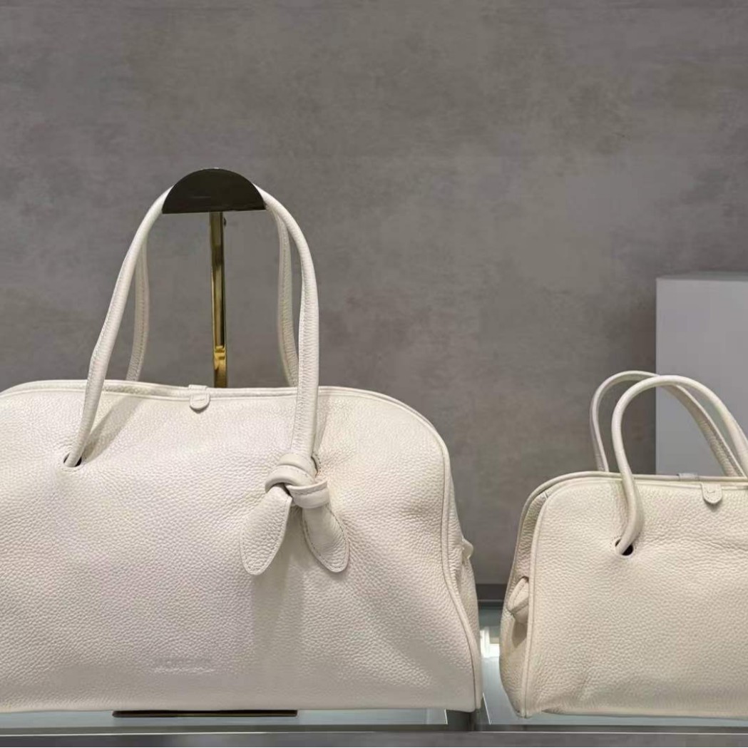 Jacquemus French Luxury Commuter Lychee Grain Boston Bag 2025 Spring/Summer New Versatile Women's Handbag