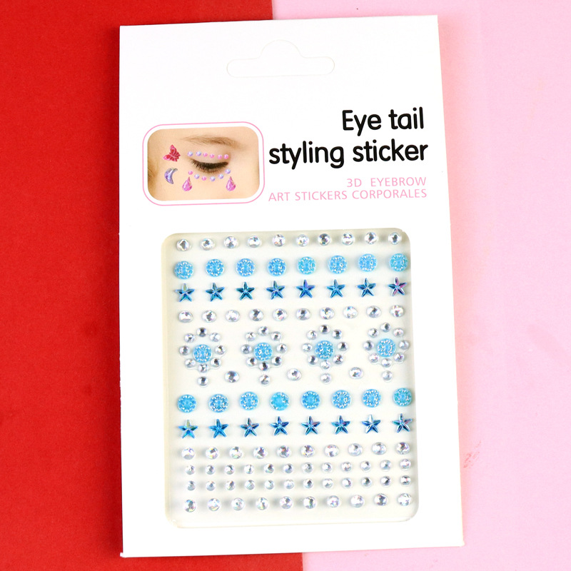 Transfronterizo AB diamantes coloridos joyas de maquillaje de ojos maquillaje facial pegatinas de diamante para niños espectáculo de escenario pegatinas faciales pegatinas de cristal perlas