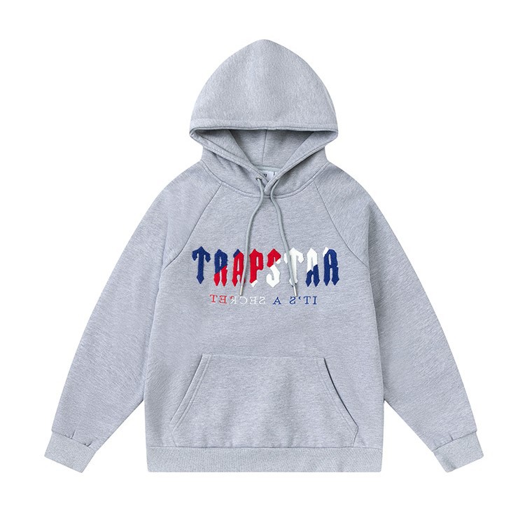 Europa y América Trapstar blue line negro cabeza de tigre toalla bordado más terciopelo con capucha suéter pantalones pantalones casuales