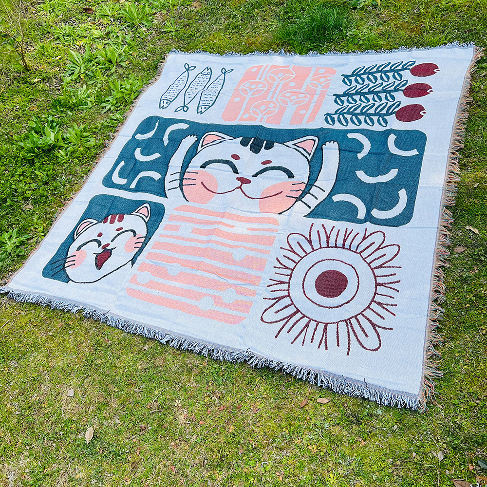 Woven picnic Sucre outdoor camping sofa multifunctional Bohemian blanket, thread blanket_voghion.com