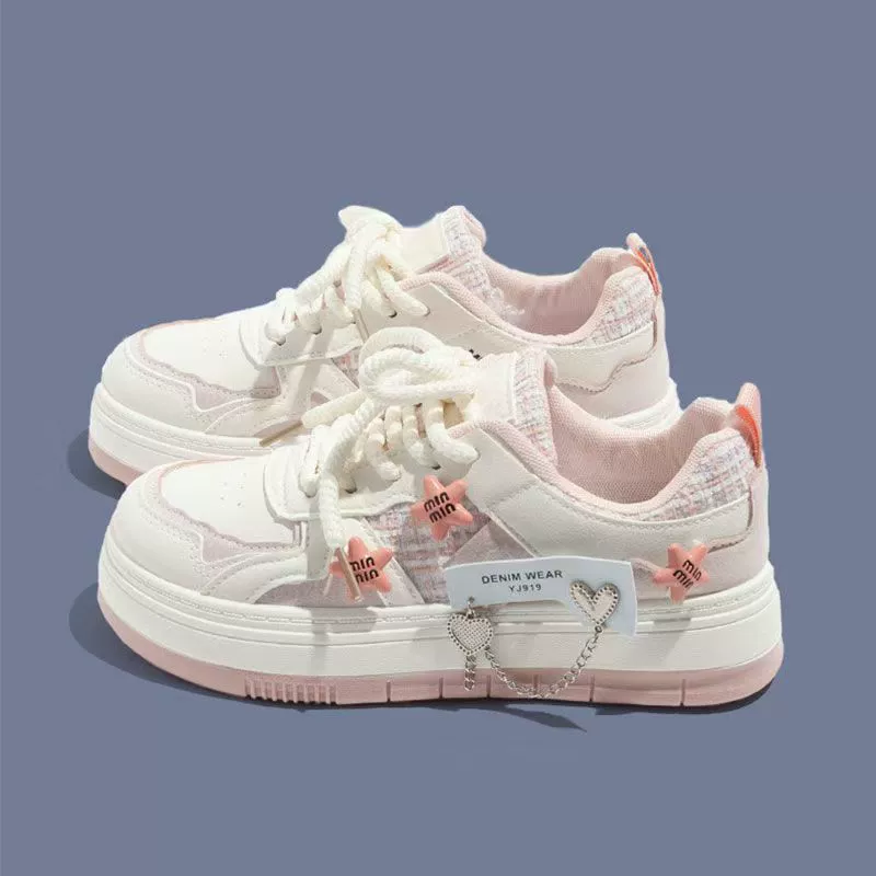 Белые кроссовки, универсальные sneakers для отдыха для учащихся начальной школы, новая коллекция, цветочные узоры, для подростков