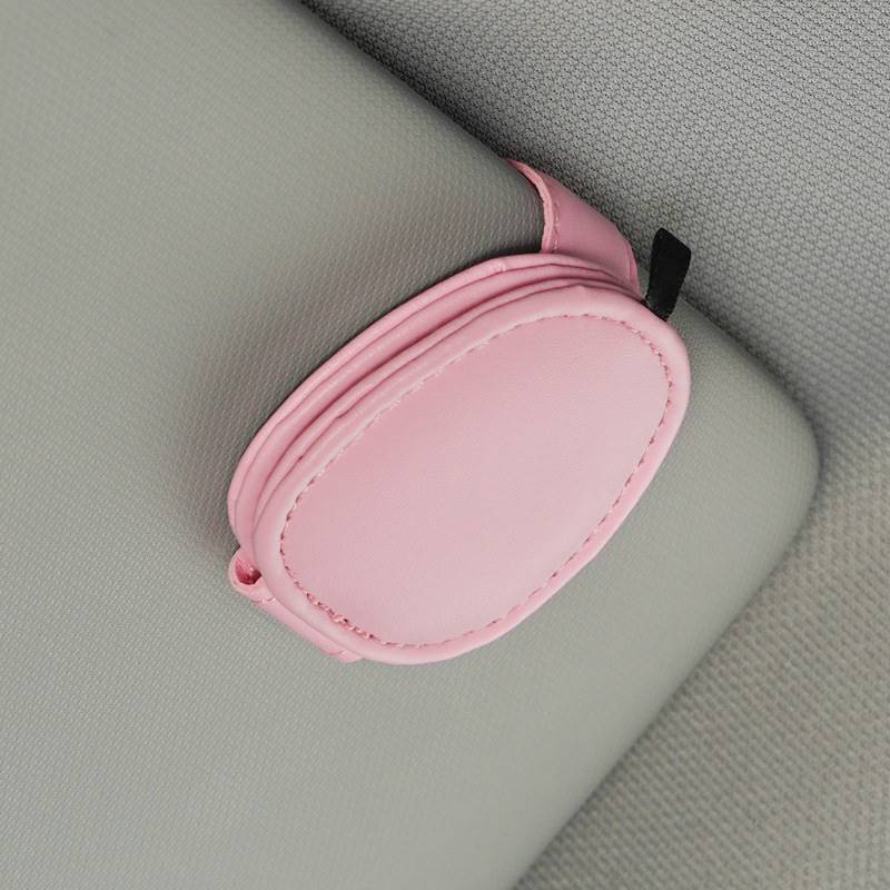 Organizer Leather Car: Qìchē Multimediya və saxlama aksesuarları - multifunctional-leather-glasses-clip-pink