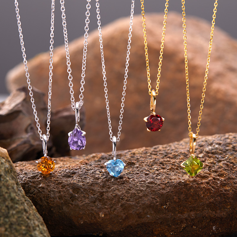 S925 Sterling Silver Natural Color Pendant Exquisite All-match Clavicle Chain Advanced DIY Sugar Bean Universal Buckle Pendant