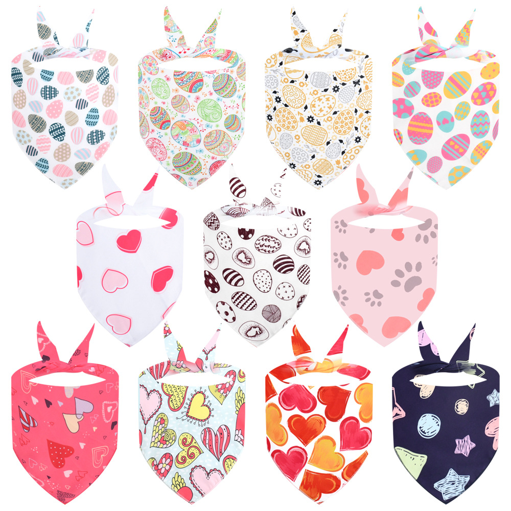 cartoon cross-border loves and cats triangular binder easter egg accessories dog fresh scarf saliva towel wholesale