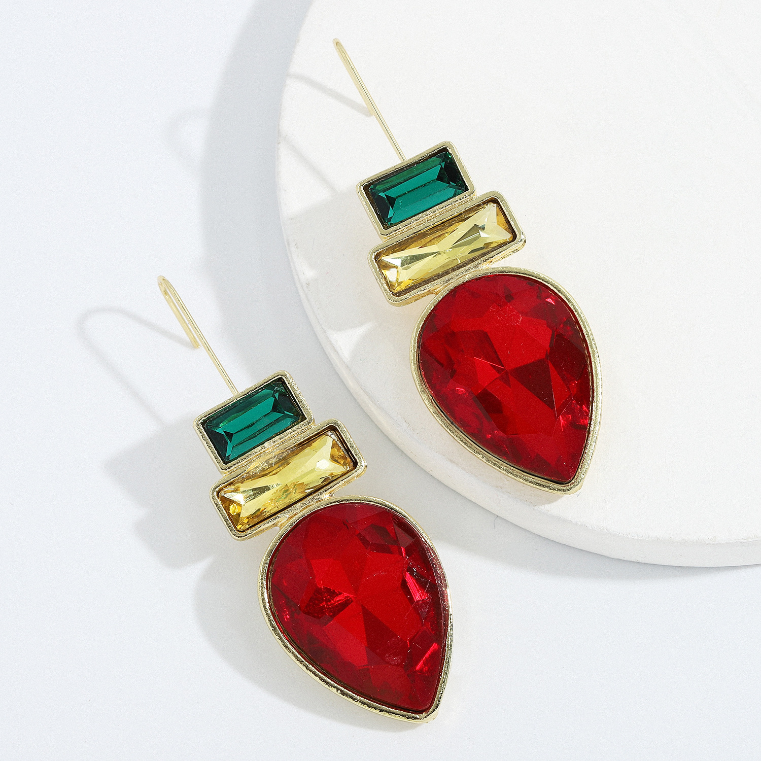 Fashion Alloy Inlaid Colored Gemstone Earrings display picture 19