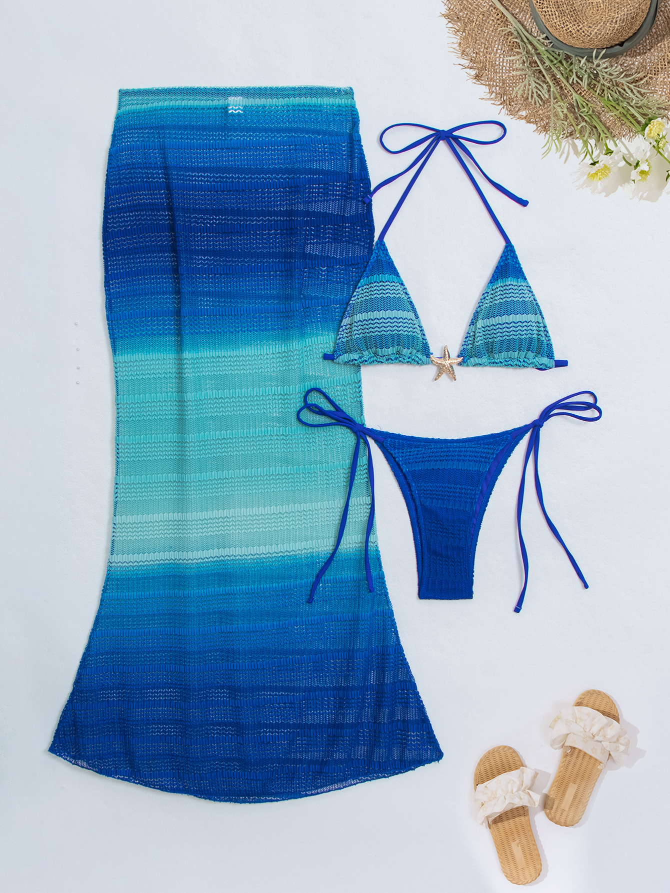 Sexy Two Piece Swimsuit Women's Gradient Hollow Out Swim Set_voghion.com