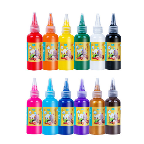 Children's washable watercolor paint 60ml 12 colors finger painting paint for primary school kindergarteners art and painting supplies