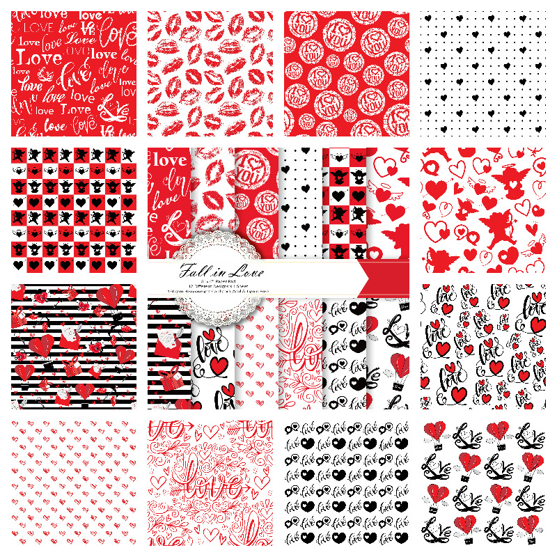 12 hojas colección de portapapeles transfronterizos portapapeles material de libro de papel papel de fondo papel de patrón DIY álbum de fotos papelería image 64