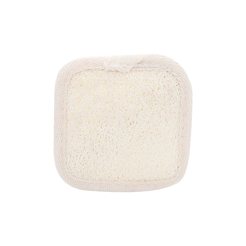 Loofah Bath Sponge (Natural), Cotton‑Linen & Loofah, Multiple Sizes 8×8–12×12 cm