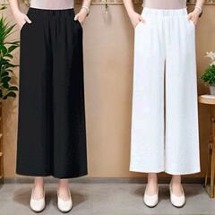 棉麻阔腿裤女士夏季薄款九分裤宽松显瘦百搭小个子直筒休闲裤