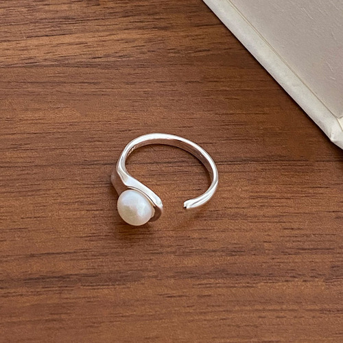 s925 sterling silver pearl ring for women cold style ins French temperament fashion minimalist niche design open ring