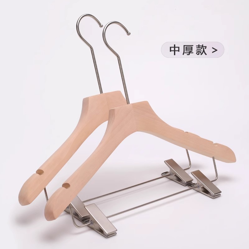 套装服装店专用木衣架无漆实木衣架木质女装儿童童连体衣服夹批发|undefined