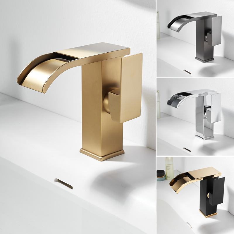 Stainless Steel Undercounter Basin Washbasin Bathroom Hot and Cold Water Faucet Washbasin Waterfall Faucet
