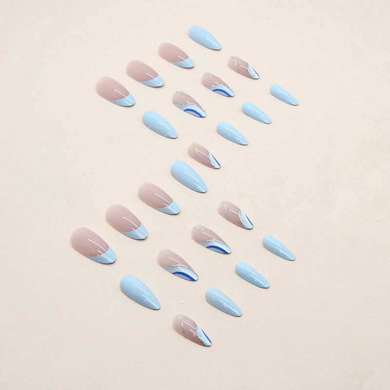 Bloc de couleur bleu mer blanc ondulé minimaliste en forme d'amande, nouveau produit français printemps/été frais et pur désir de_voghion.com