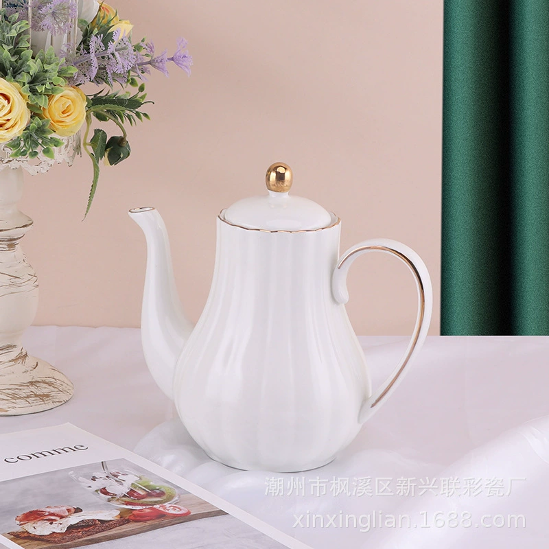 Британский послеобеденный чайник, керамический, большой емкости, холодный завариваемый чай с крышкой, ароматизированный кипящей водой, чай, кофе, летний прохладный белый кипящий чайник