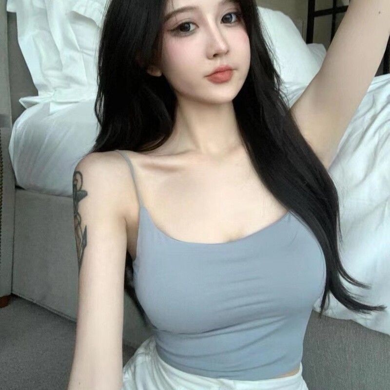 Trendy Camisole for Women, Summer Backless Bra with Built-In Pads, Ice Silk Short Inner Top, Fashionable and Versatile