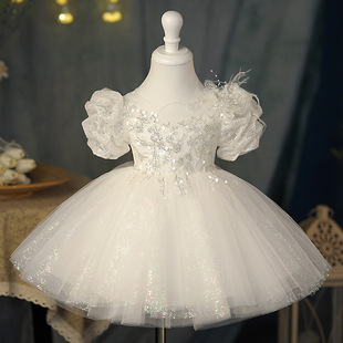Girls' Dress Light Luxury Niche High-end Birthday Host Piano Performance Dress Flower Girl Wedding Girl Dress