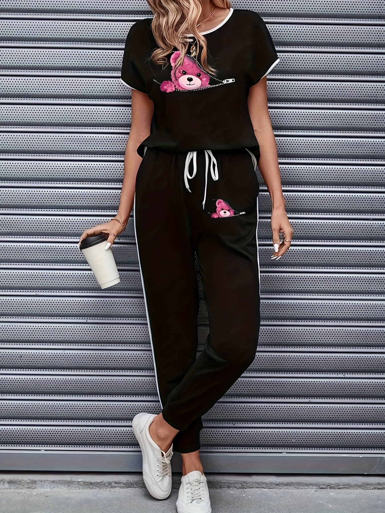 Casual Damen Hosenanzug Mit Farbblock Design Im Sommer Set_voghion.com