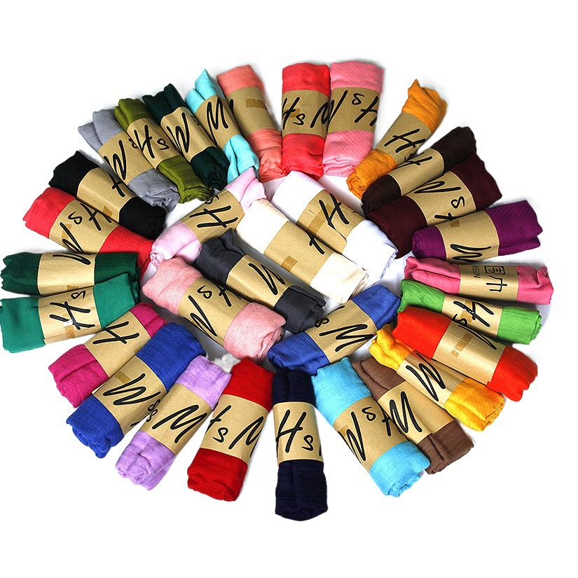 Sweet Candy Color Women's Silk Scarf Thin Sunshade Pure Color Cotton and Linen Scarf Gift Warm Scarf Wholesale
